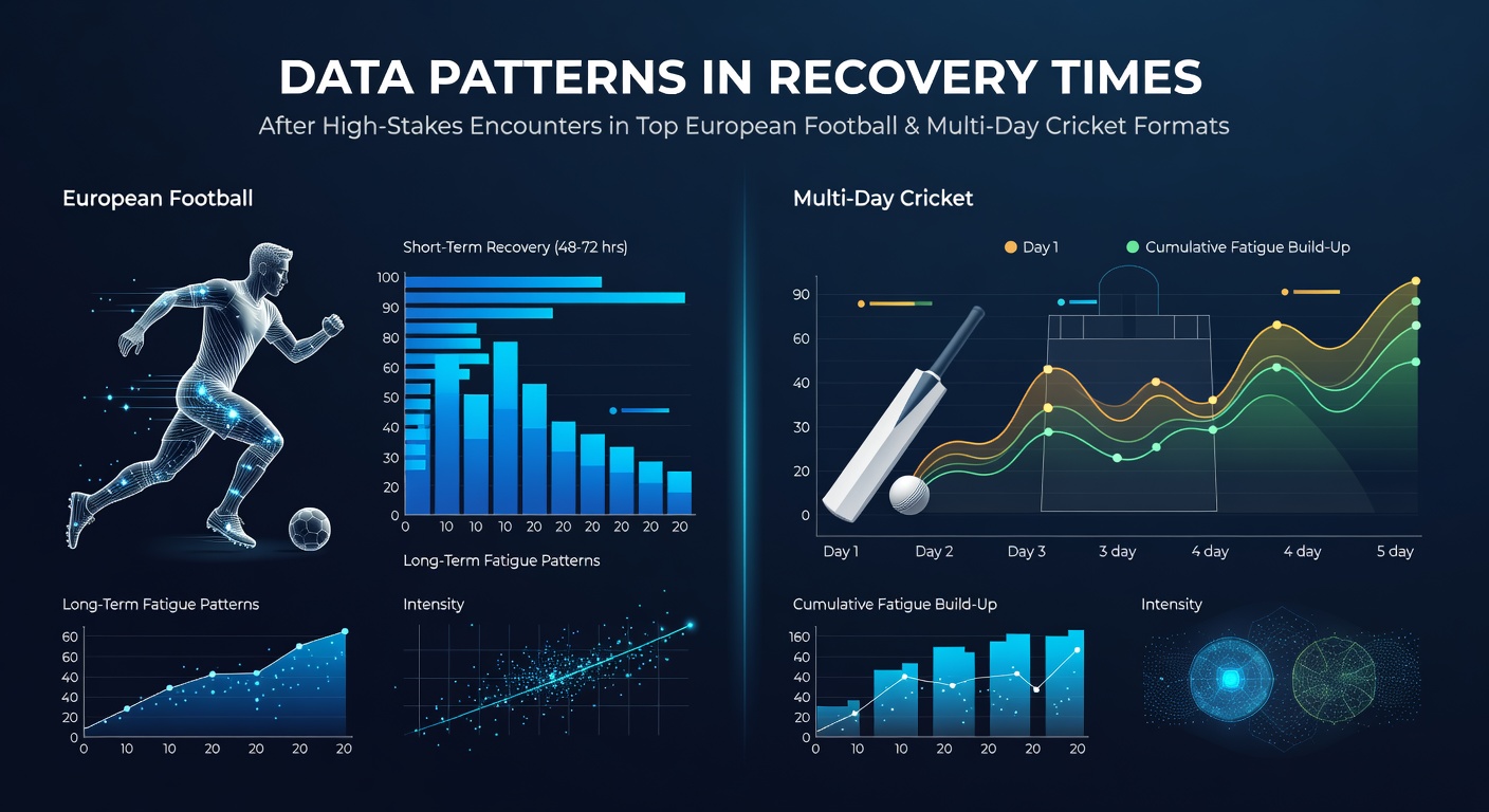 Visual representation of recovery time data patterns across European football leagues and multi-day cricket formats