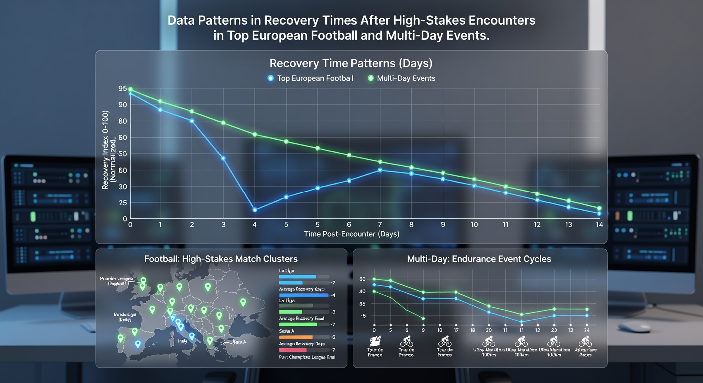 Detailed charts illustrating recovery timelines in cricket Tests and football matches