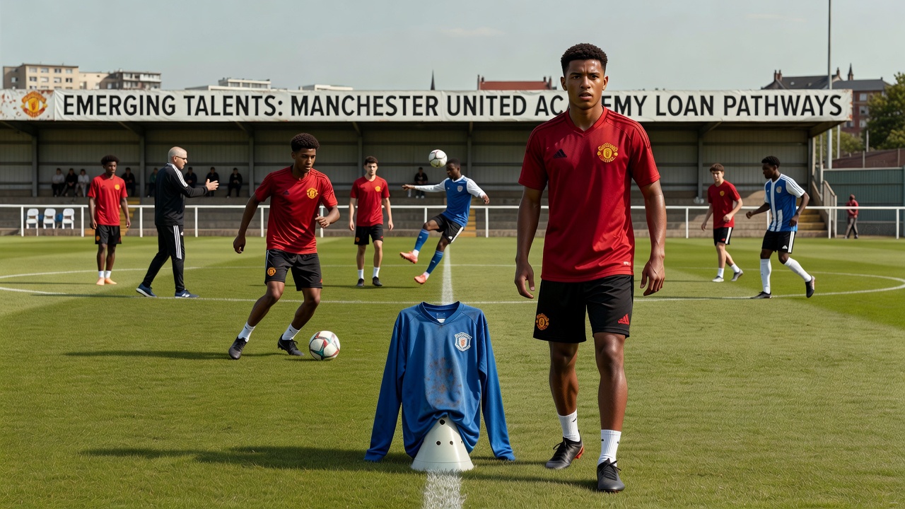 Manchester United academy graduate in action during a competitive match in a lower European division