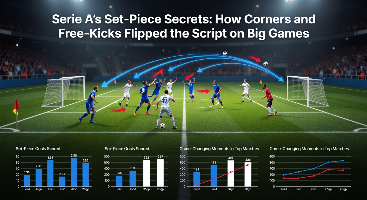 Aerial duel during a Serie A corner kick, with players leaping high amid a packed penalty area