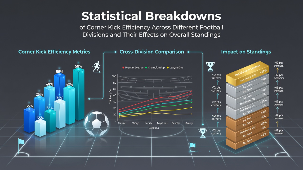 Statistical chart showing corner kick conversion rates in major European football divisions