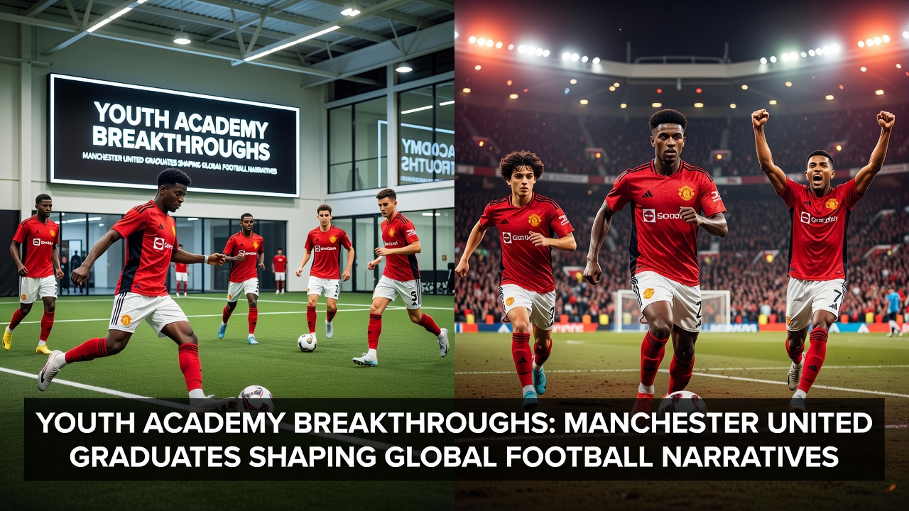 Manchester United youth academy players training on the pitch during a session